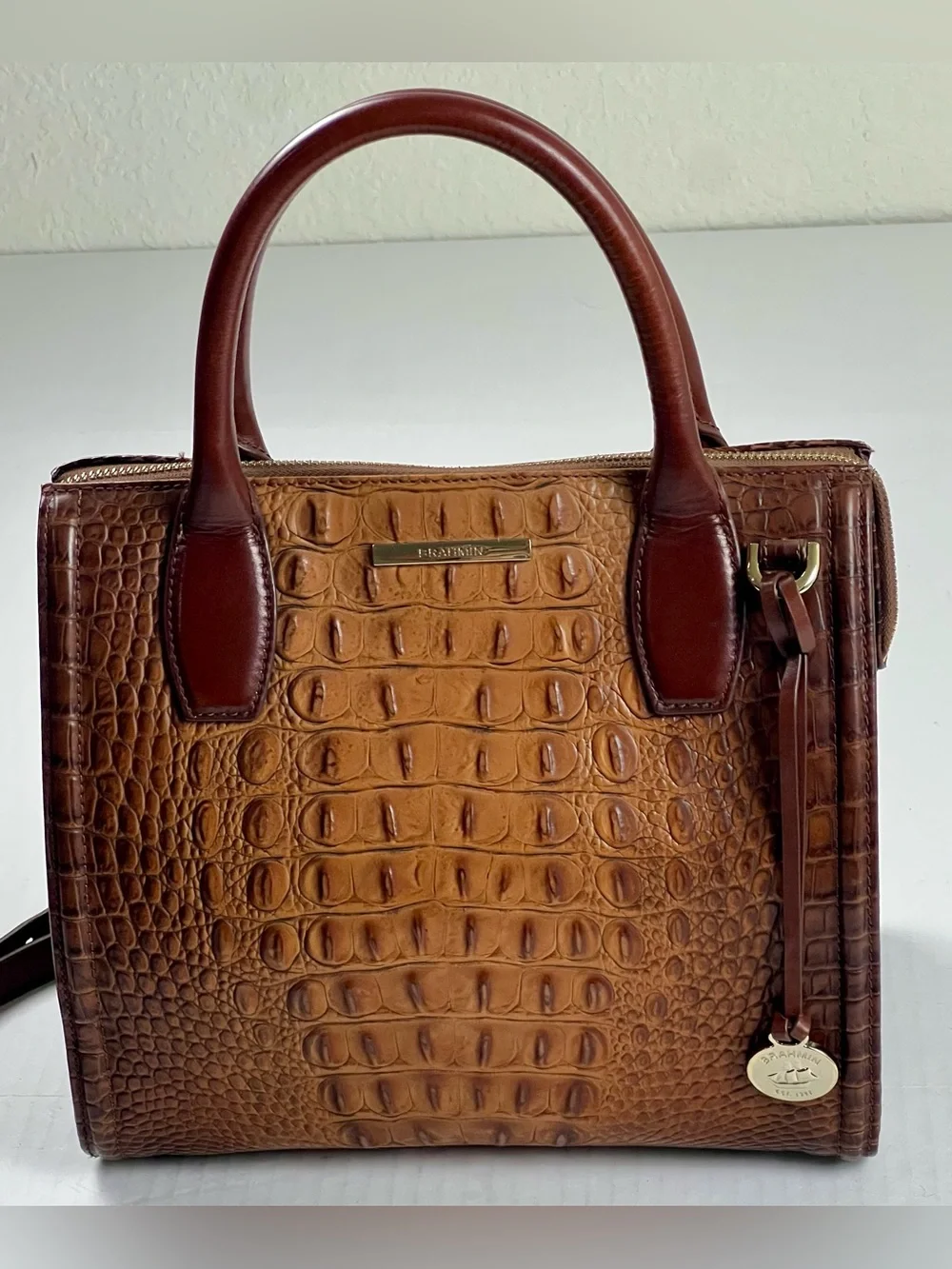 Brahmin Carolina Satchel Pecan Melbourne with Crossbody Strap